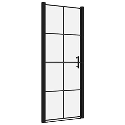 Image de vidaXL Porte de douche verre trempé 91x195 cm noir