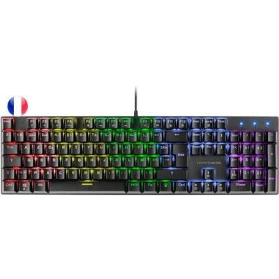 Afbeelding van Mars gaming MK422 zwart, USB 2.0 mechanisch toetsenbord RGB, antighosting, mechanische switch Bruin, taal Frans