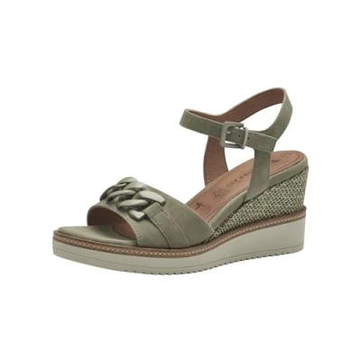 Afbeelding van Tamaris Sandalen met plateauzool, Dames, Maat: 40, Sage Leer