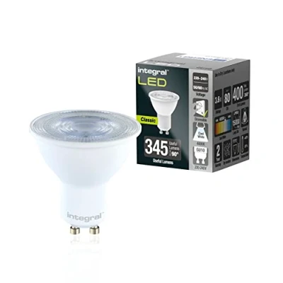 Afbeelding van Integral Ledlamp, GU10, 5 stuks, koudwit, 4000 K, 400 lm, 3,6 W (komt overeen met 50 W), dimbaar, energiebesparend en ideaal voor spots projectoren in badkamers, keukens, woonkamers