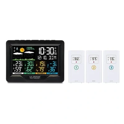 Afbeelding van La Crosse Technology WS6204 Draadloos weerstation met 3 thermo/hygrosensoren zwart (zwart, wit)