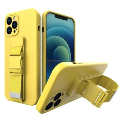 Afbeelding van Touwhoes gelhoes met sleutelkoord ketting handtas Samsung Galaxy S21 Ultra 5G geel