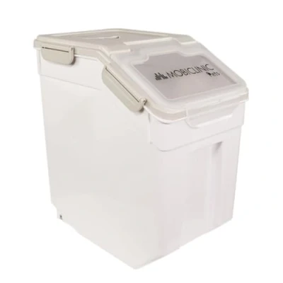 Image de Mobiclinic®, Conteneur croquettes Chien, pour Animaux de Compagnie, FeedPet, Capacité 20L / 8Kg, 23x25,5x36,5cm Fermeture hermétique, Une Pelle et Un Verre doseur, avec Roue, Fenêtre Transparente