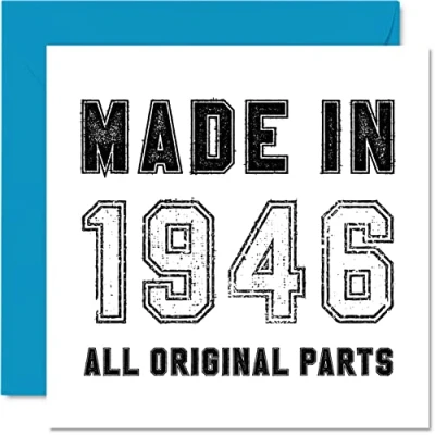 Afbeelding van verjaardagskaart voor mannen, vrouwen, haar, gemaakt in 1946, alle originele onderdelen, grappige grootvader, oma, mama, papa, 145 mm x