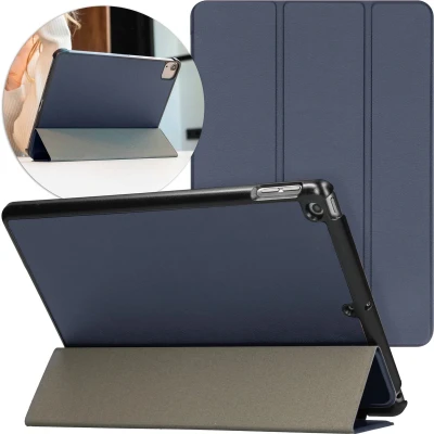 Afbeelding van iMoshion Tablet Hoes Geschikt voor iPad 8 (2020) 8e generatie / 7 (2019) 7e 9 (2021) 9e Trifold Bookcase Donkerblauw