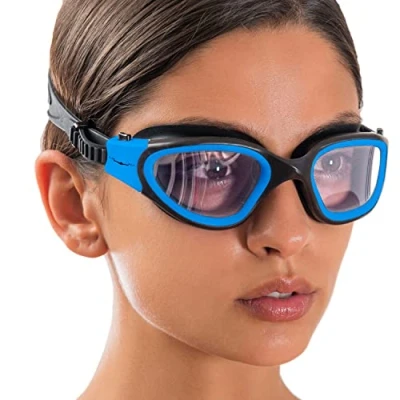 Afbeelding van AqtivAqua Zwembril voor volwassenen, mannen, vrouwen, kinderen, jongens en meisjes, heldere glazen blauw/zwart