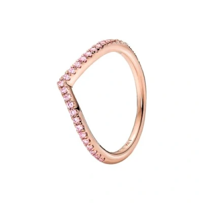 Afbeelding van Pandora Wishbone 186316C02 Ring 14 karaat roodgoud verguld met roze Zirkonia metaal zirkonia, metaal,