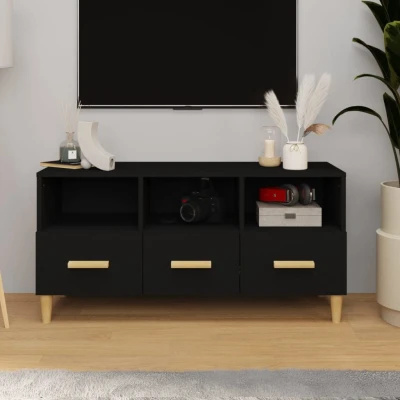 Afbeelding van Tv meubel 102x36x50 cm bewerkt hout zwart