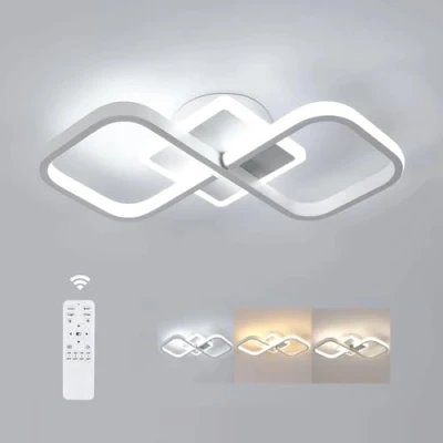 Afbeelding van Comely lampe de plafond LED lumineuse carrée moderne, 40W 40cm 3000K 6500K, moderne avec télécommande pour chambre à coucher, salon, blanc