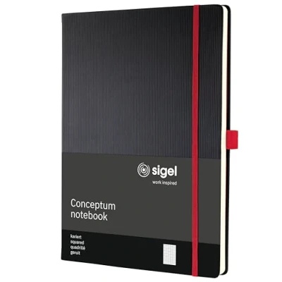 Afbeelding van Sigel notitieboek Conceptum RED Edition A4 zwart hardcover ruit 194 pagina&#039;s 80 grams papier SI CO660