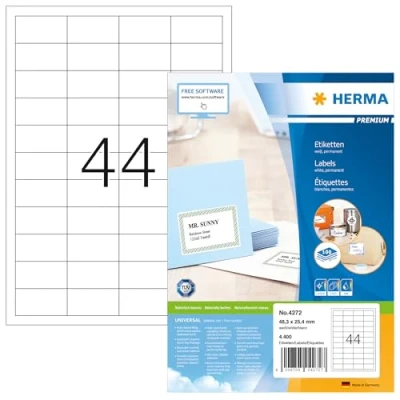 Afbeelding van Herma 4272 etiketten 48,3 x 25,4 Premium A4 4400 stuks wit