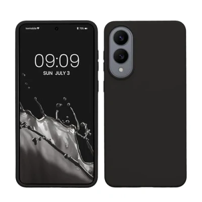 Afbeelding van kwmobile telefoonhoesje geschikt voor Samsung Galaxy S25 Edge Hoesje met siliconen coating Smartphone case in donkergrijs