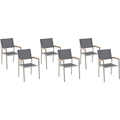 Afbeelding van Beliani GROSSETO Tuinstoel set van 6 Grijs Polyester