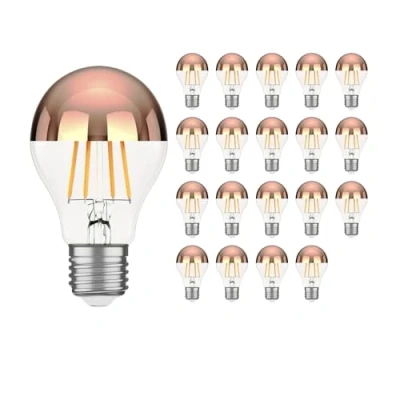 Afbeelding van ledscom.de 20 x E27 ledlampen, A60, warm wit (2600 K), 7,5 W, 839 lm, hoofdspiegel (roségoud)