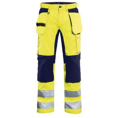 Image de Pantalon artisan stretch haute visibilité jaune/marine genoux préformé