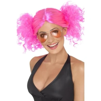 Afbeelding van &quot;Fluo roze pruik voor dames Verkleedpruik One size&quot;