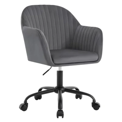 Afbeelding van WOLTU BS166dgr Ergonomische in hoogte verstelbare bureaustoel met armleuningen, draaistoel wieltjes, fluwelen frame, draagvermogen 150 kg, donkergrijs