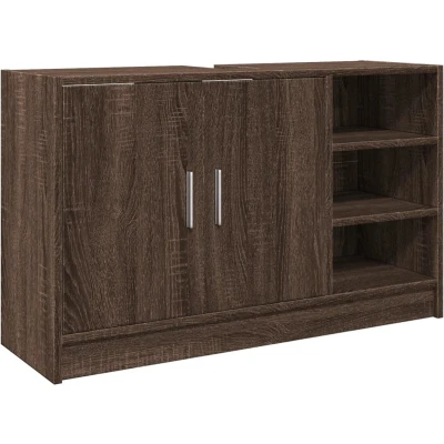 Afbeelding van Wastafelkast 90x29x55 cm bewerkt hout bruin eikenkleurig