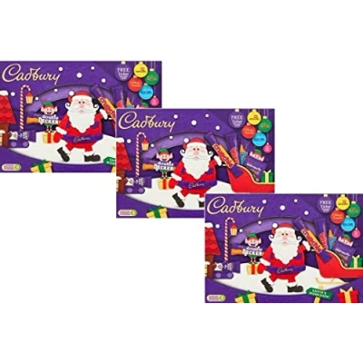 Afbeelding van Set van 3 kerstchocolade geschenkdozen voor kinderen Cadbury Kerstman Chocolate Selection Box 145 g Bundle 2022