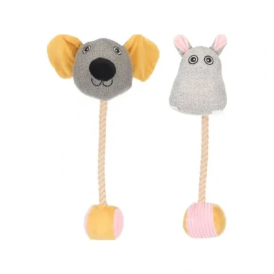 Afbeelding van Flamingo Felsy Muis en nijlpaard met bal touw oker 35 x 20 9 cm pieper
