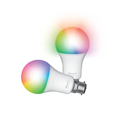 Afbeelding van Trust Smart Home wifi B22 slimme gloeilamp, compatibel met Alexa en Google Home, kleur ledlamp, zonder hub, 2,4 GHz LED lamp, wit kleur, 2 stuks