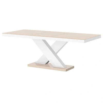 Afbeelding van Uitschuifbare Eettafel Xenon 160 cm tot 210 Hoogglans cappuccino met wit