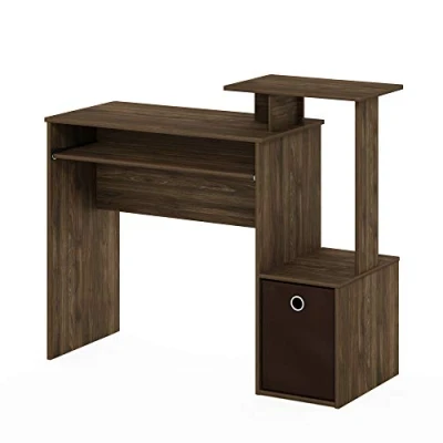 Afbeelding van Furinno Econ Multipurpose Home Office bureau, computerbureau, W/Bin, Columbia Walnut/Dark Brown, één maat