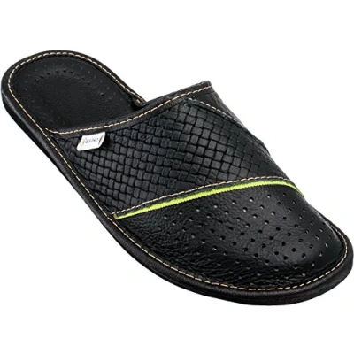 Afbeelding van ESTRO pantoffels voor heren, leer, herenpantoffels, M66, zwart.