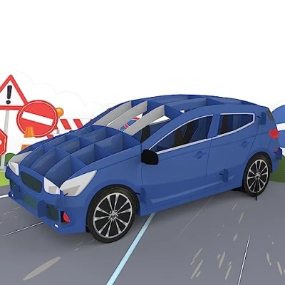 Afbeelding van MOKIO® Pop Up rijbewijs 3D cadeaubon voor rijles, rijschool of eerste auto wenskaart 18e verjaardag het slagen van rijexamen