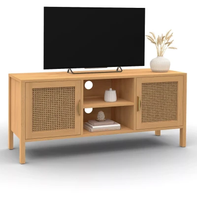 Image de Meuble TV 110 cm EDHEN 2 portes avec cannage