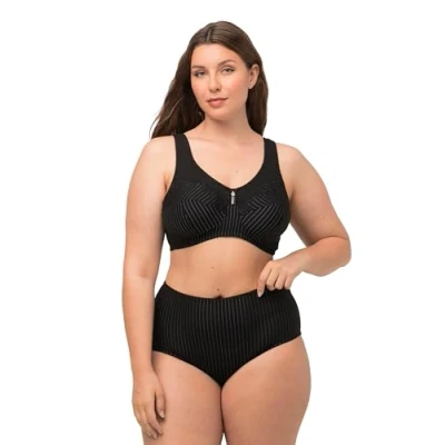 Image de Ulla Popken Soutien gorge de soulagement pour femme, sans armatures, pendentif en strass, bonnet C G, Noir, 110G