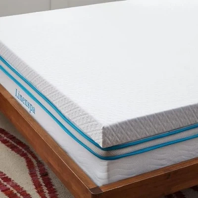 Image de Linenspa Surmatelas 90 x 190 cm Memoire de Forme 10cm Epaisseur Avec gel rafraîchissant et housse lavable à fermeture éclair Oeko Tex 1 personne, Blanc