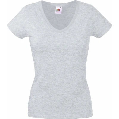 Afbeelding van Fruit Of The Loom Dames Vrouwen Fit Valuegewicht V hals T shirt met korte mouwen (Heather Grijs)