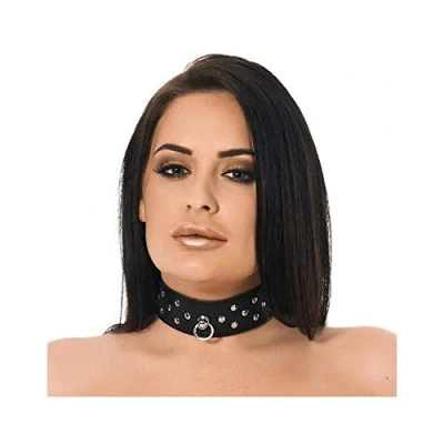 Afbeelding van Rimba Bondage Play Collar met rivets 4 cm breed S/M
