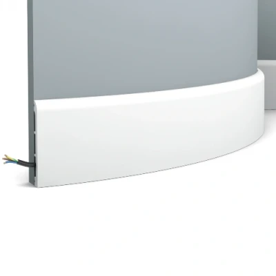 Afbeelding van plint Orac Decor SX184F AXXENT CASCADE multifunctionele flexibele lijst sierlijst modern design wit 2 m
