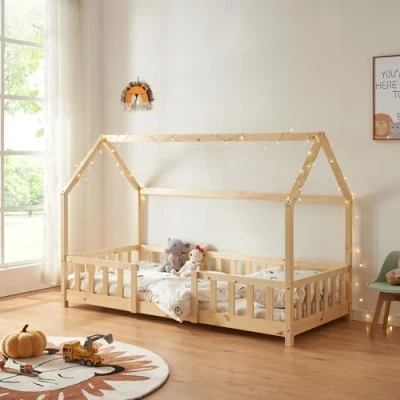 Afbeelding van Kinderbed Sisimiut met uitvalbeveiliging 90x200 cm houtkleurig