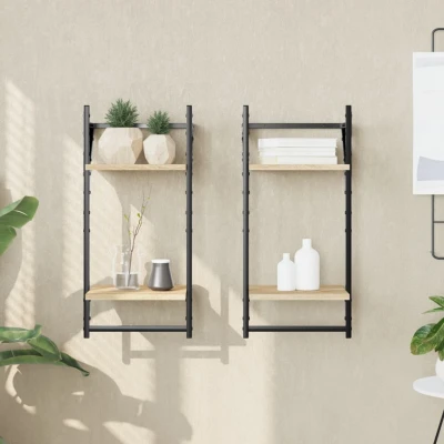 Afbeelding van Wandschappen 2 laags met stangen st 30x25x65 cm sonoma eiken