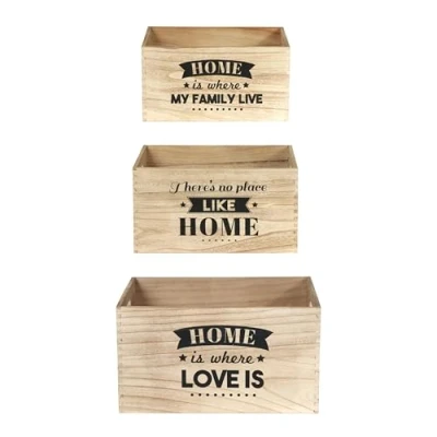 Afbeelding van The Home deco Factory Hd3906 kisten, middelgroot, houtmodel, bruin, 40 x 31 22 cm, 3 stuks