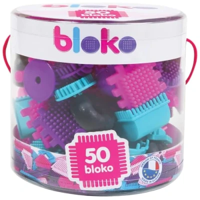 Afbeelding van Bloko Nopper Bouwblokken Roze, 50dlg.