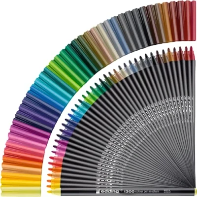 Afbeelding van edding 1300/40 S teken /viltstiften set 40 stuks in verschillende kleuren ronde punt 2 mm prachtig om cadeau te geven inkt op waterbasis voor schrijven, schetsen en lay outs lichtgekleurd papier