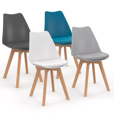 Image de Lot de 4 chaises scandinaves SARA mix color gris foncé, clair, blanc et bleu