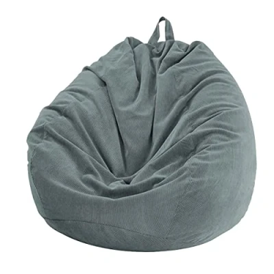 Afbeelding van Chickwin Peer Zitzak, Corduroy Peren Fauteuil zonder Vulling voor Buiten en Binnen Ontspanning, Loungestoel, Slaapkamer Kussen (Antraciet, 70x80cm)