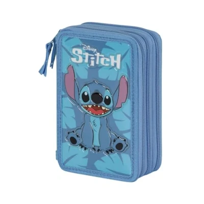 Afbeelding van Lilo and Stitch Pennenetui, Drievoudig gevuld, Blauw, 14 x 21 cm, één maat, drievoudige etui gevuld met zitting, zitting