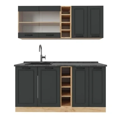 Afbeelding van Vicco Eenpersoonskeuken R Line, Antraciet landhuis/gouden eik, 160 cm , WB