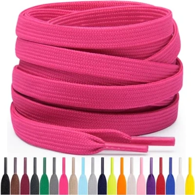 Afbeelding van Miscly Lacets Plats Pour Baskets, Plusieurs Longueurs et Couleurs Disponibles (Fuchsia, 69 cm)