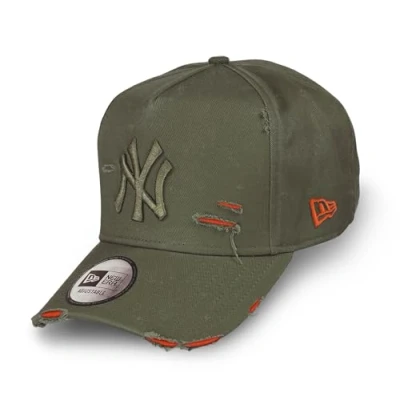 Afbeelding van New Era York Yankees MLB Distressed Green Oliva Verstelbare Cap Model 9Forty E Frame, #36421, Eén maat