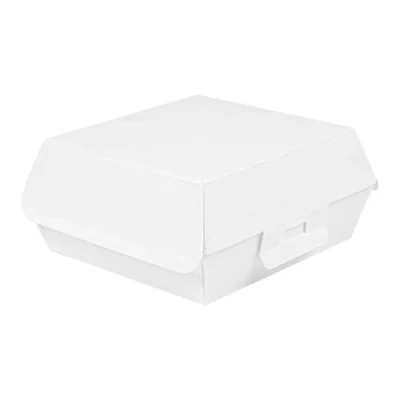 Image de Lot de 50 coquillages hamburgers « Thepack » 230 G/M2 17,6 x 16,8 7,8 cm Blanc Carton ondulé Nano Micro