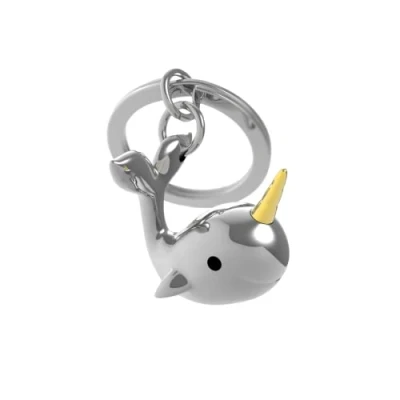 Afbeelding van Metalmorphose sleutelhanger Narwhal Grijs / Metaal