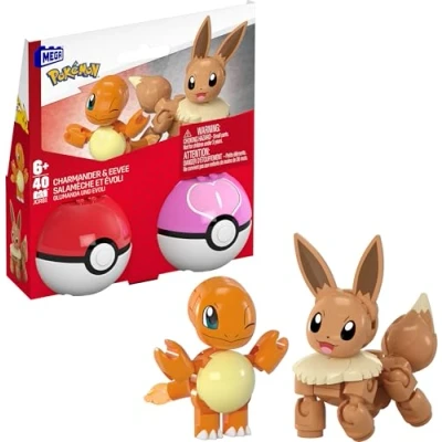 Afbeelding van MEGA Pokémon Poké Ball Glumanda en Eevee actiefiguren, 40 stuks, voor kinderen, 2 stuks