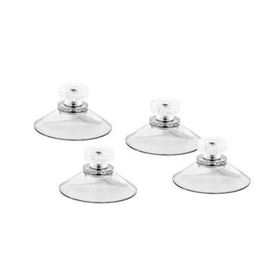 Afbeelding van 4 zuignappen Ø 40 mm met M4 schroefdraad, transparante kartelmoeren